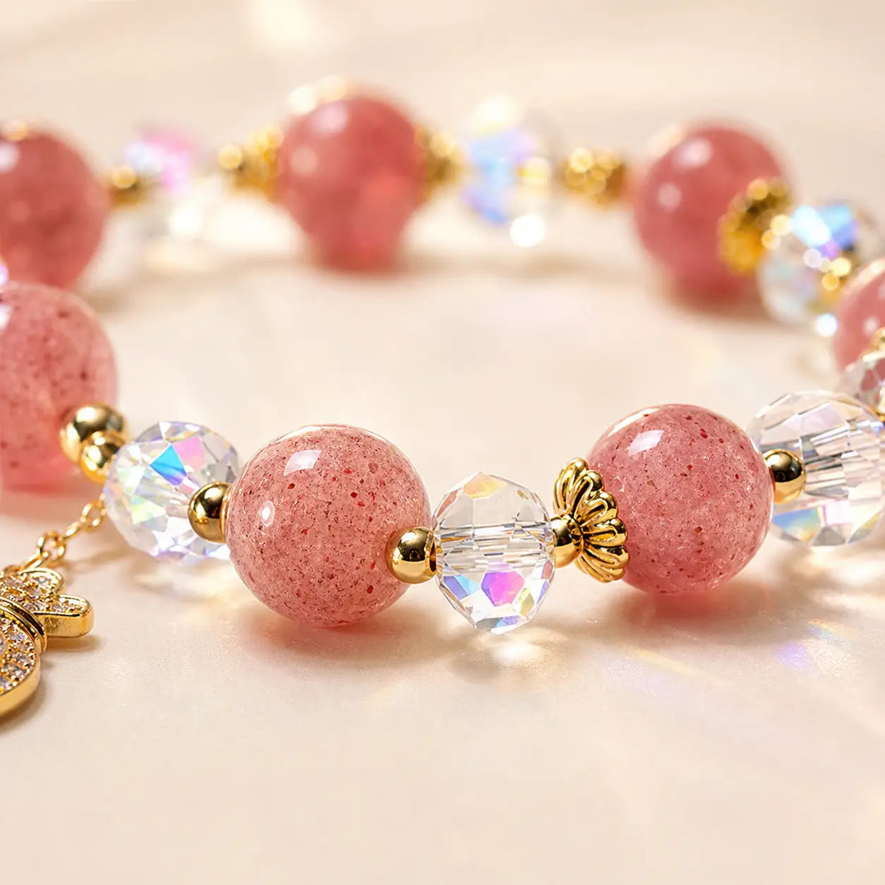 Song Yne Strawberry Quartz Money Bag Positive & Prosperity Bracelet