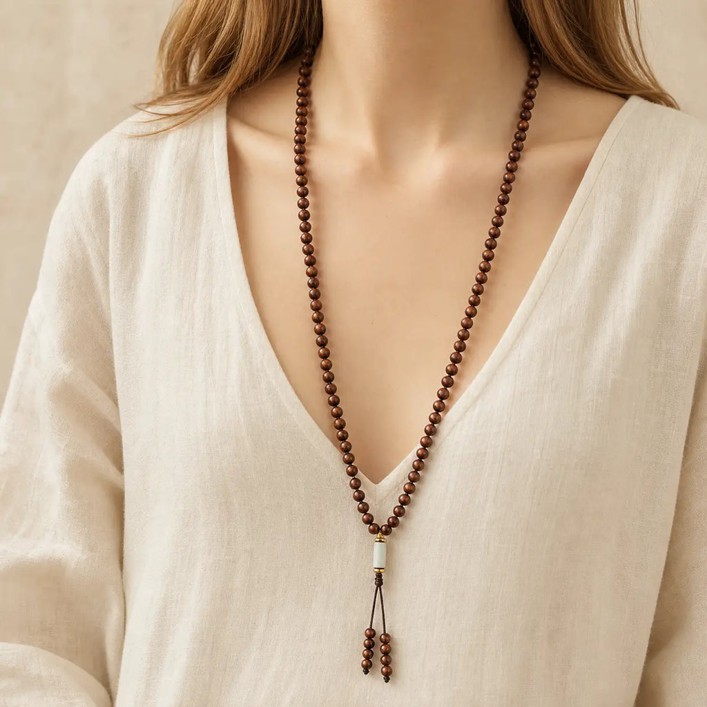 Song Yne 108 Rosewood Jade Calm & Prosperity Mala Bracelet