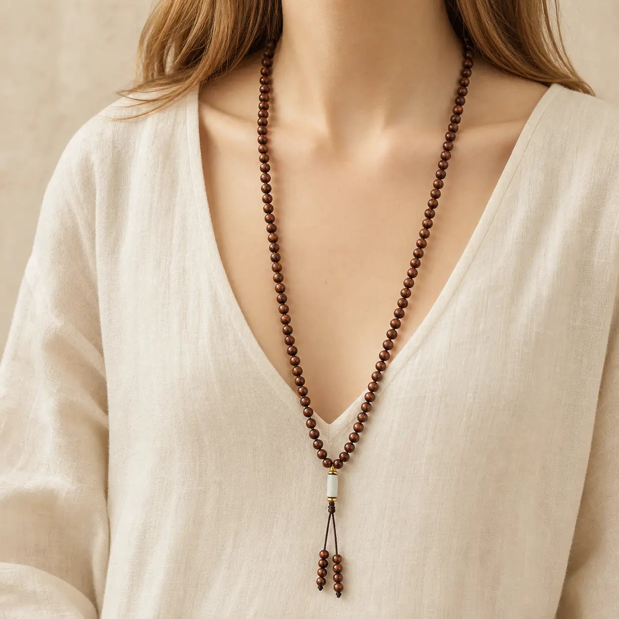 Song Yne 108 Rosewood Jade Calm & Prosperity Mala Bracelet