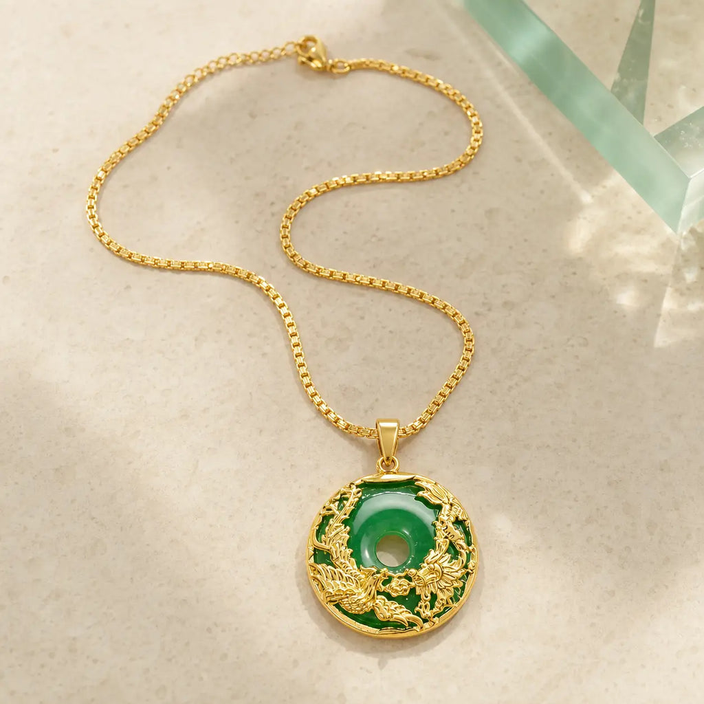 Song Yne Cyan Jade Prosperity Pendant Necklace