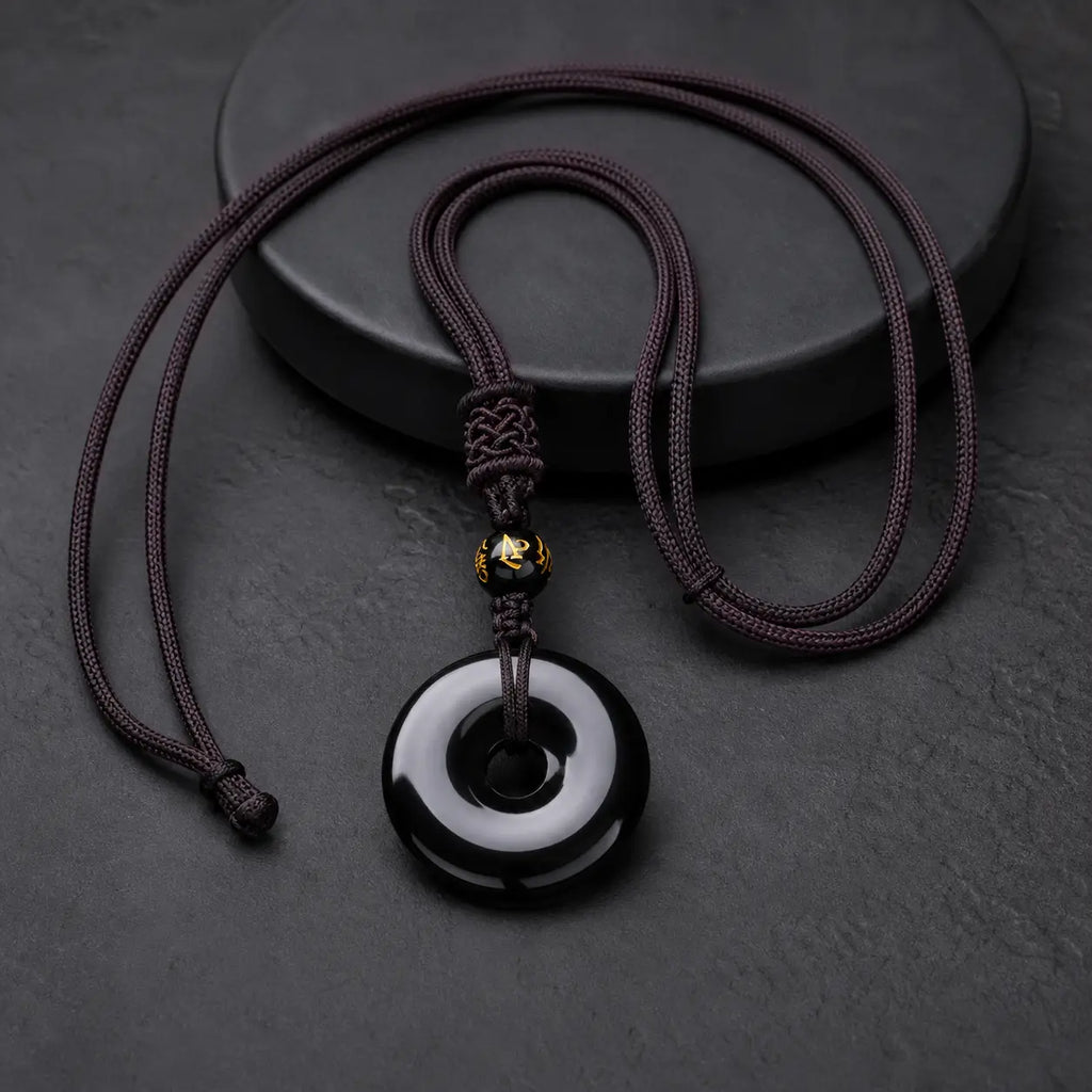 Song Yne Tibetan Obsidian Protection Necklace