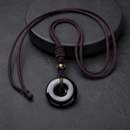 Song Yne Tibetan Obsidian Protection Necklace