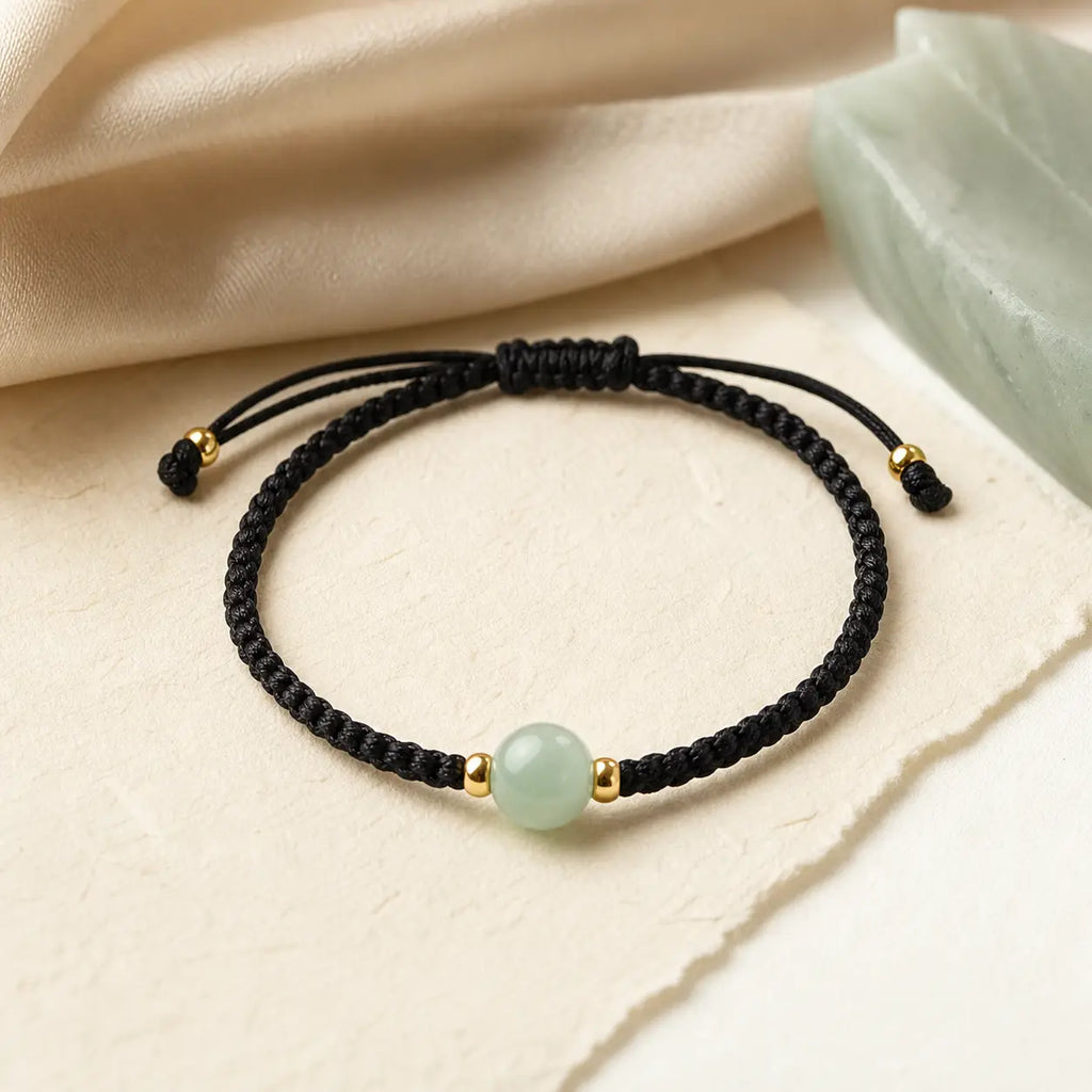 Song Yne Handmade Jade Lucky Bead Prosperity Braided Bracelet