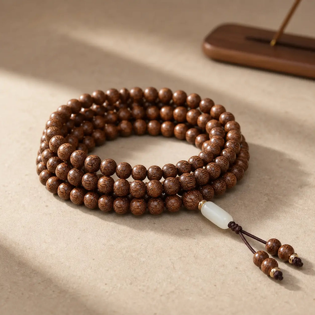 Song Yne 108 Rosewood Jade Calm & Prosperity Mala Bracelet
