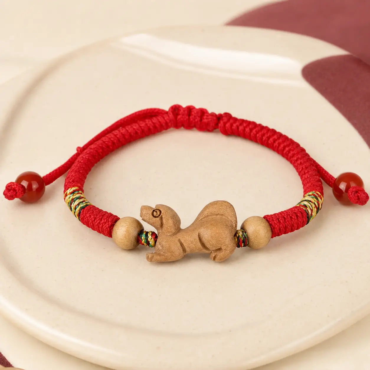 Song Yne Chinese Zodiac Peach Wood Protection & Luck Red String Bracelet