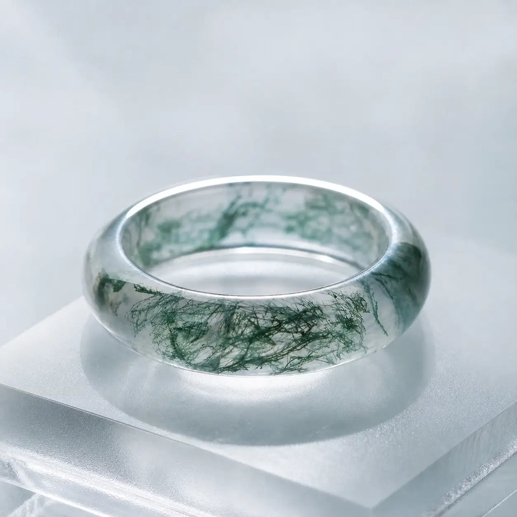 Song Yne Moss Agate Healing Balance Ring