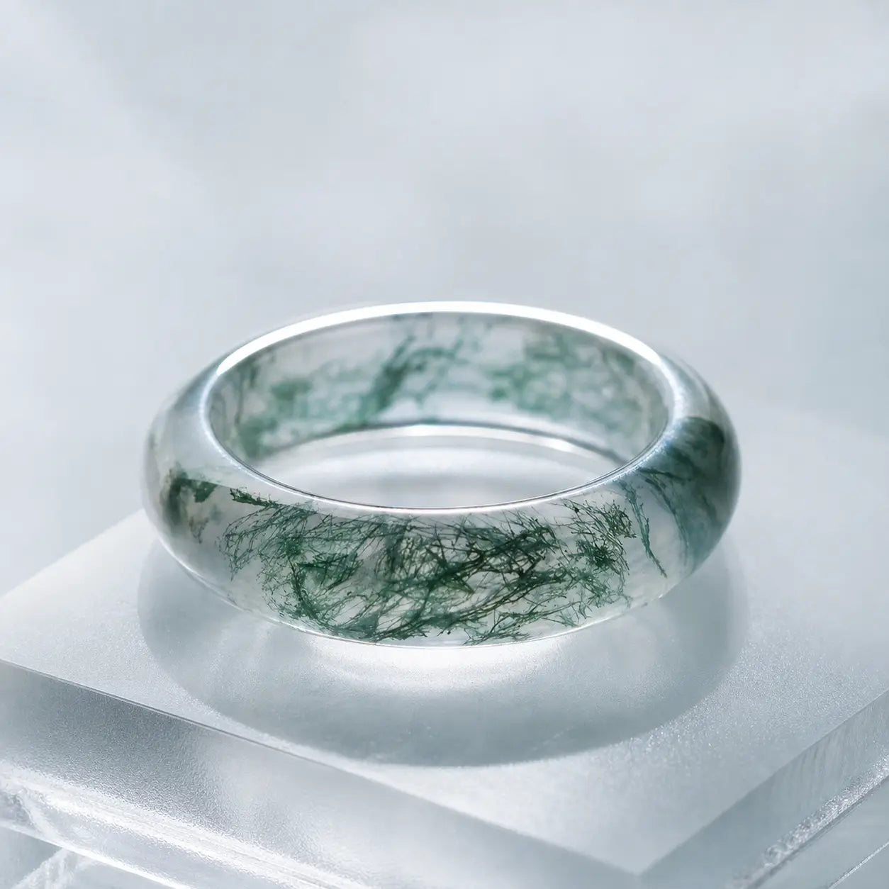 Song Yne Moss Agate Healing Balance Ring
