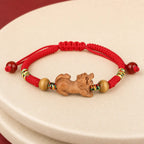 Song Yne Chinese Zodiac Peach Wood Protection & Luck Red String Bracelet