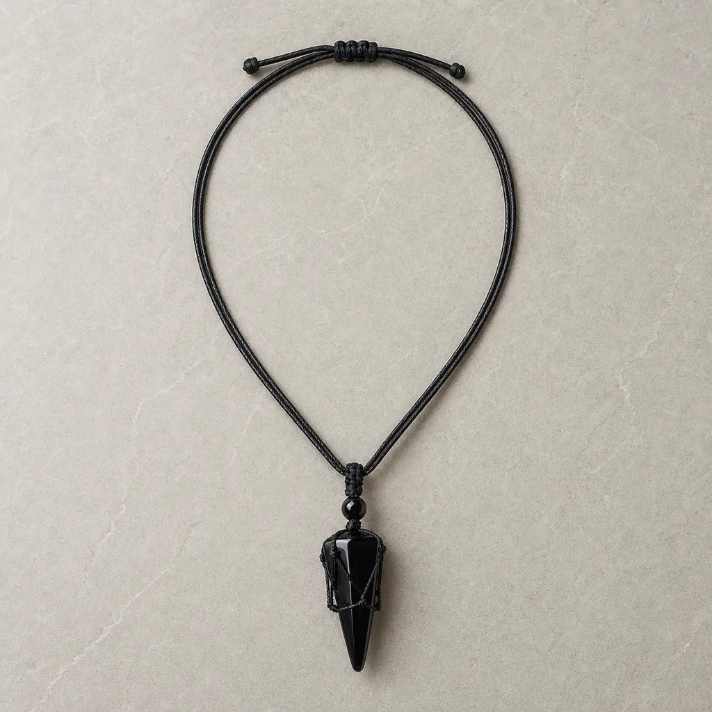 Song Yne Natural Stone Pointed Energy Pendant Necklace