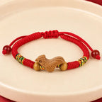 Song Yne Chinese Zodiac Peach Wood Protection & Luck Red String Bracelet