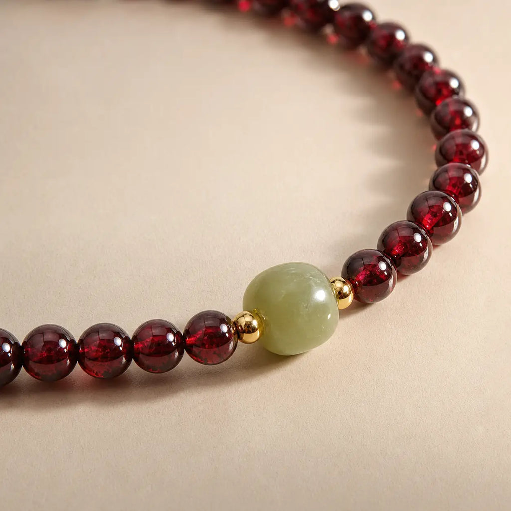 Song Yne 3mm Garnet Hetian Jade Stability & Calm Bracelet