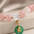Song Yne Strawberry Quartz Jade Fu Healing & Luck Bracelet
