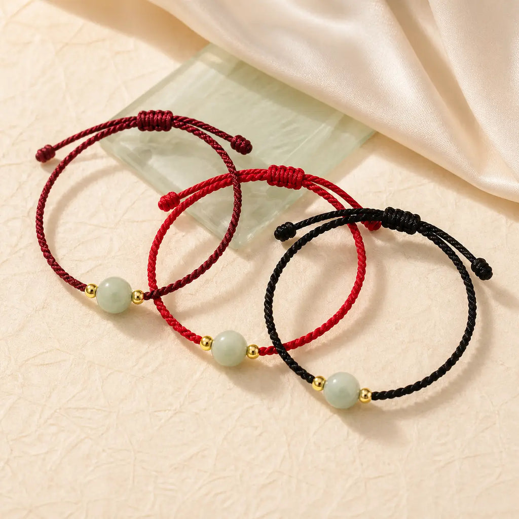 Song Yne Handmade Jade Lucky Bead Prosperity Braided Bracelet