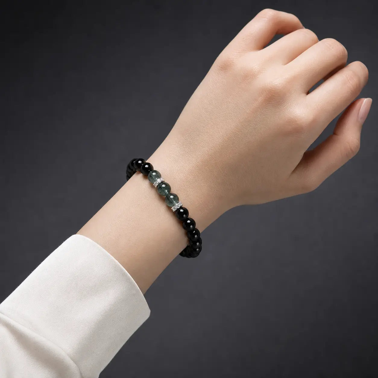 Song Yne Obsidian Green Phantom 925 Silver Strength & Protection Bracelet