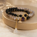 Song Yne Gold Sheen Obsidian Gray Agate Strength & Protection Bracelet