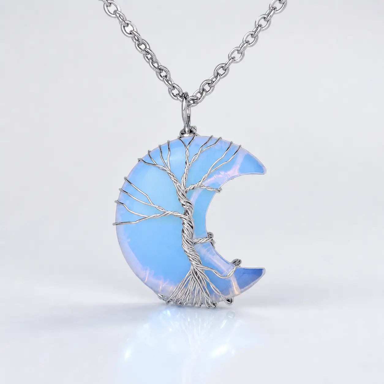Song Yne Moon Tree of Life Crystal Healing Pendant