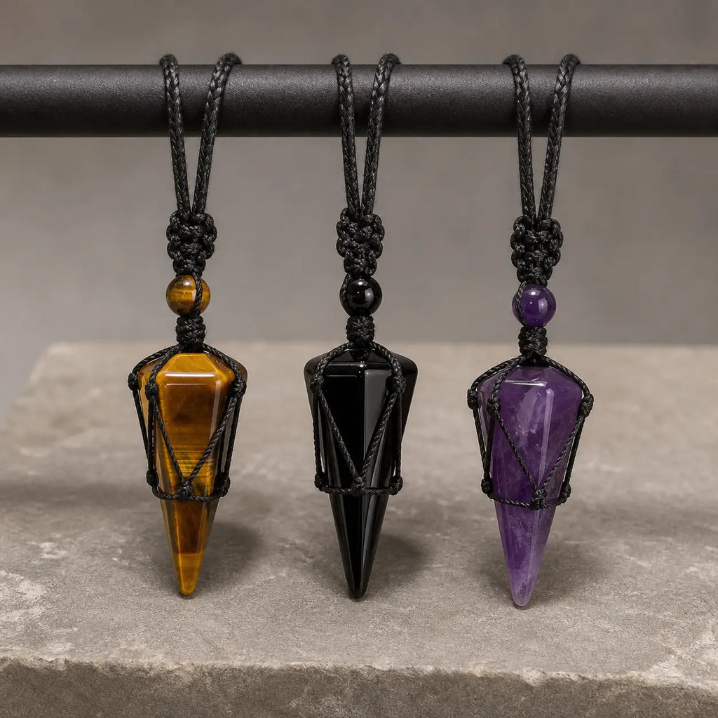 Song Yne Natural Stone Pointed Energy Pendant Necklace