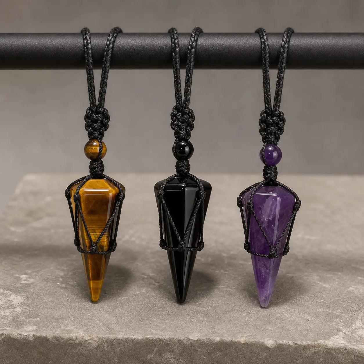 Song Yne Natural Stone Pointed Energy Pendant Necklace