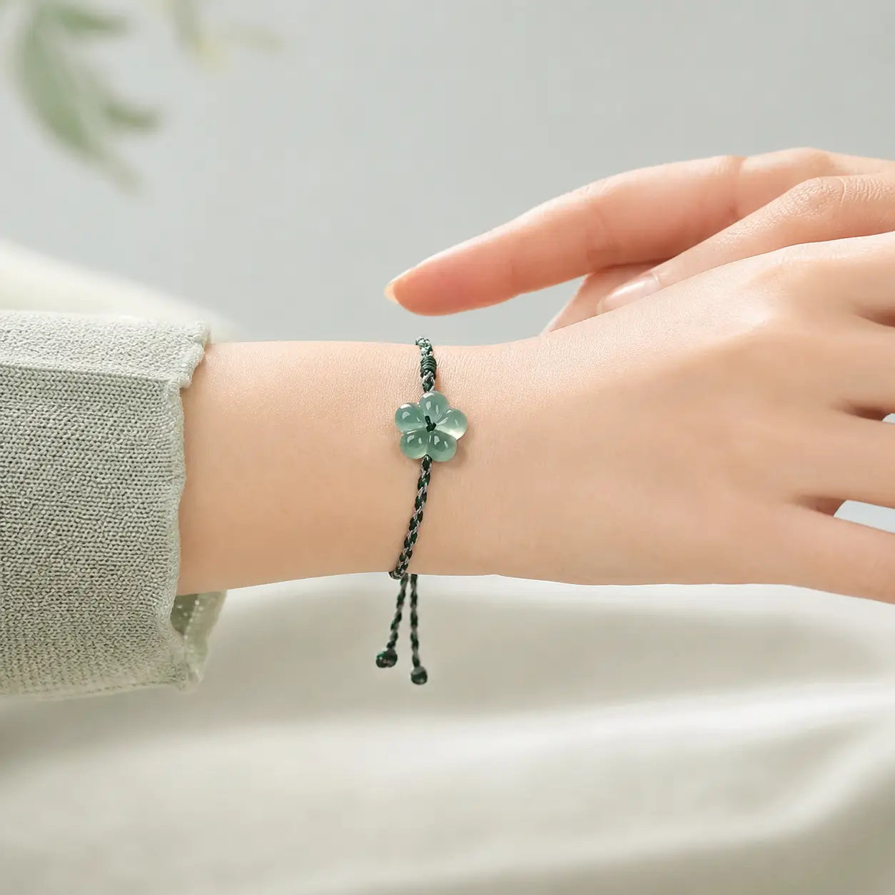 Song Yne Flower Jade Hand-Woven Prosperity Bracelet