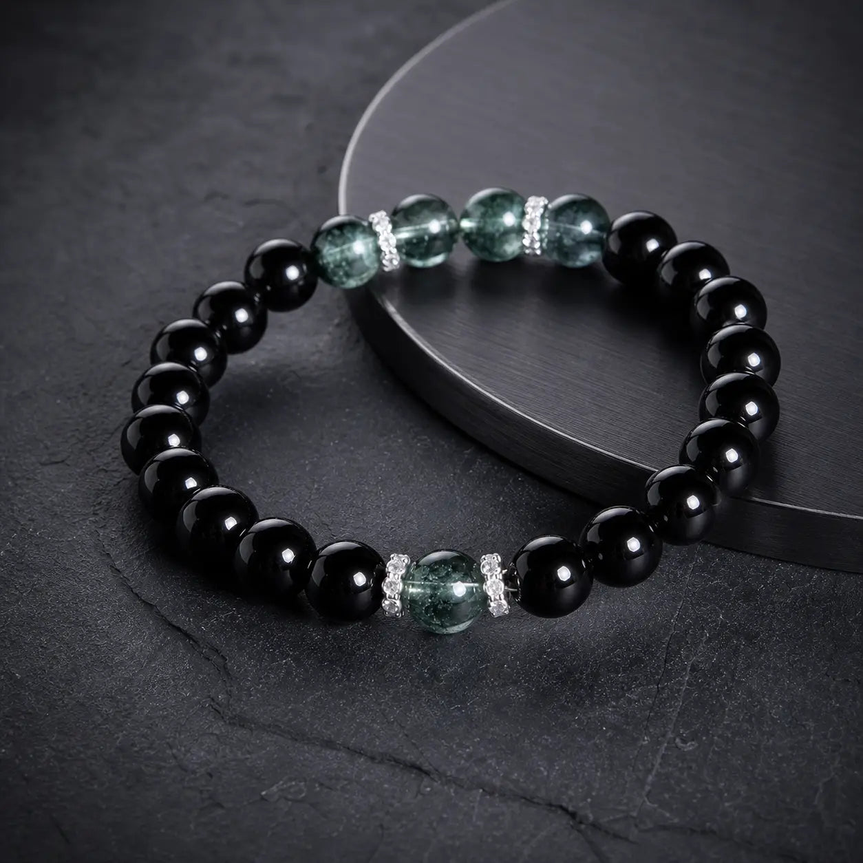 Song Yne Obsidian Green Phantom 925 Silver Strength & Protection Bracelet