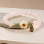 Song Yne Rose Quartz Hetian Jade Love & Blessing Bracelet