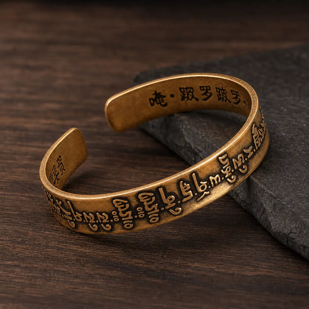Song Yne Mahāpratisarā Mantra Healing & Protection Brass Bangle