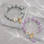 Song Yne Blue Crystal Amethyst Calming & Healing Flower Bracelet
