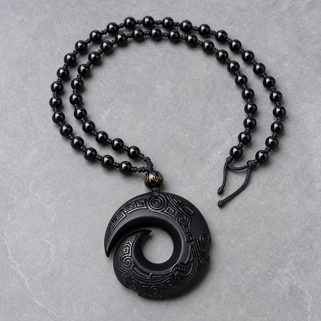 Song Yne Obsidian Ice Obsidian Peace Buckle Strength Pendant