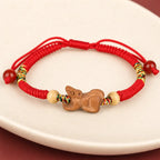 Song Yne Chinese Zodiac Peach Wood Protection & Luck Red String Bracelet