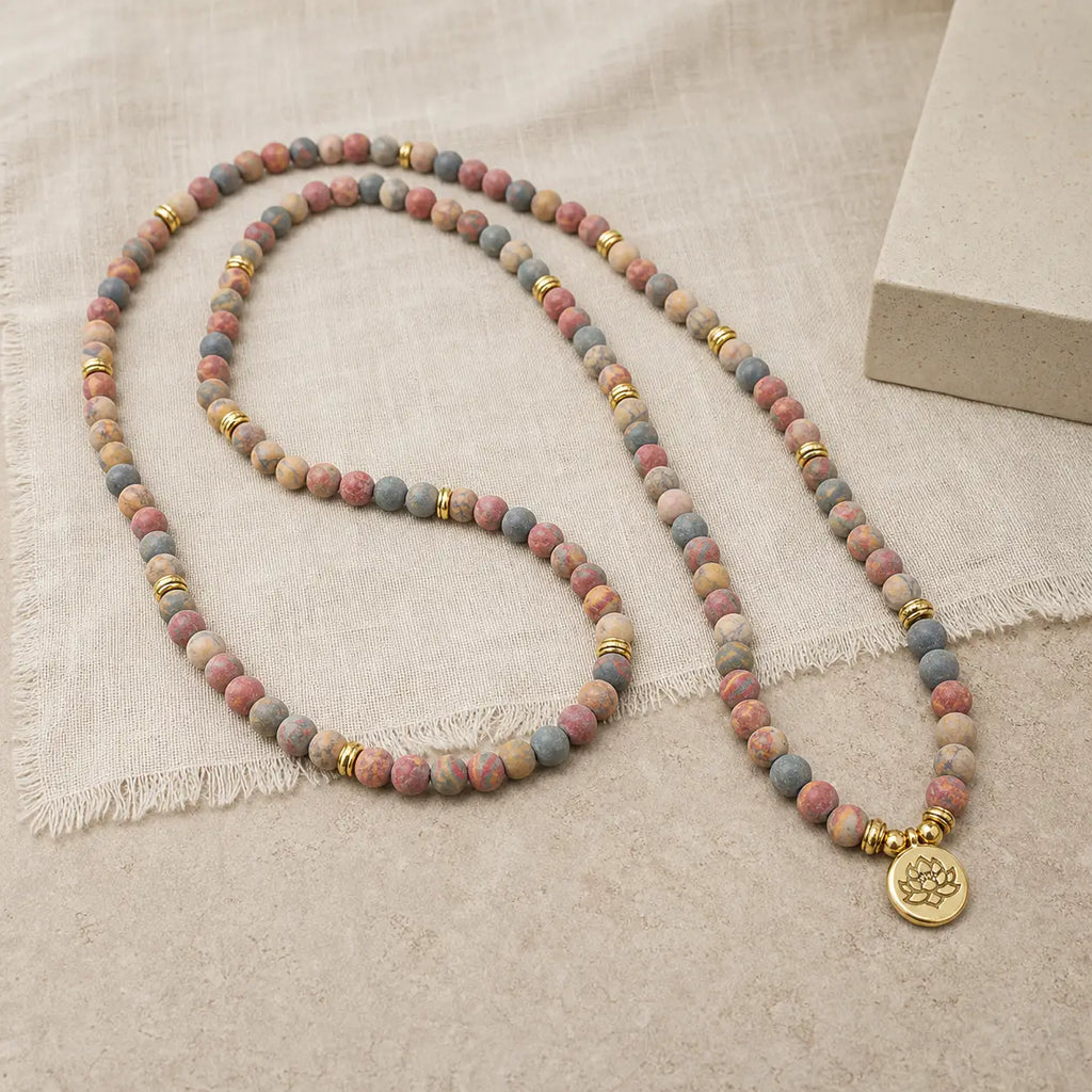 Song Yne Picasso Jasper 108 Mala Courage & Grounding Bracelet