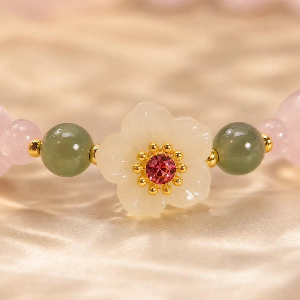 Song Yne Rose Quartz Hetian Jade Love & Blessing Bracelet