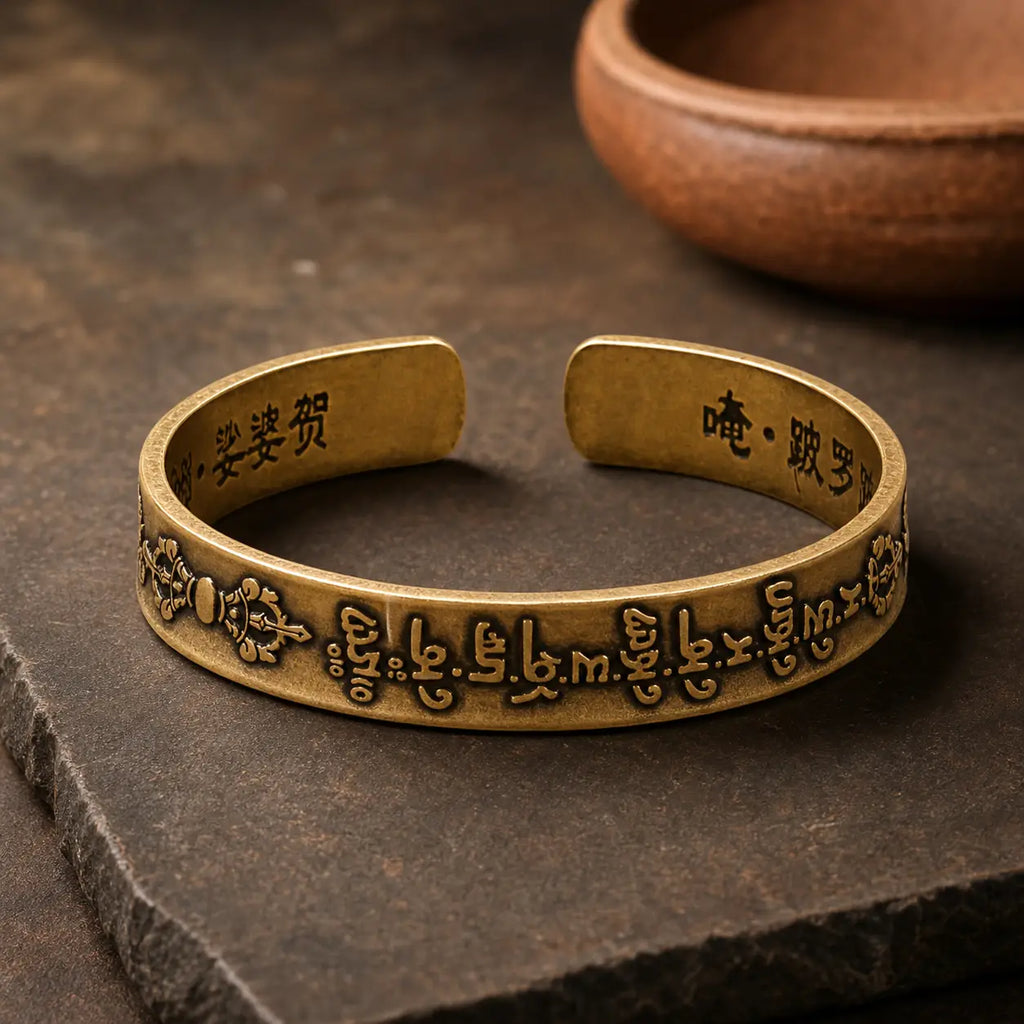 Song Yne Mahāpratisarā Mantra Healing & Protection Brass Bangle