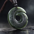 Song Yne Hetian Cyan Jade Fortune Peace Buckle Necklace