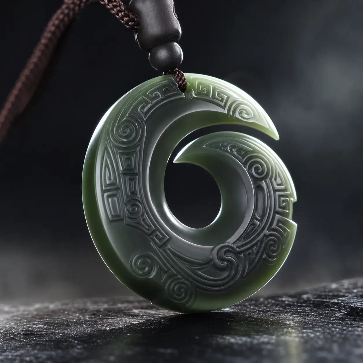 Song Yne Hetian Cyan Jade Fortune Peace Buckle Necklace