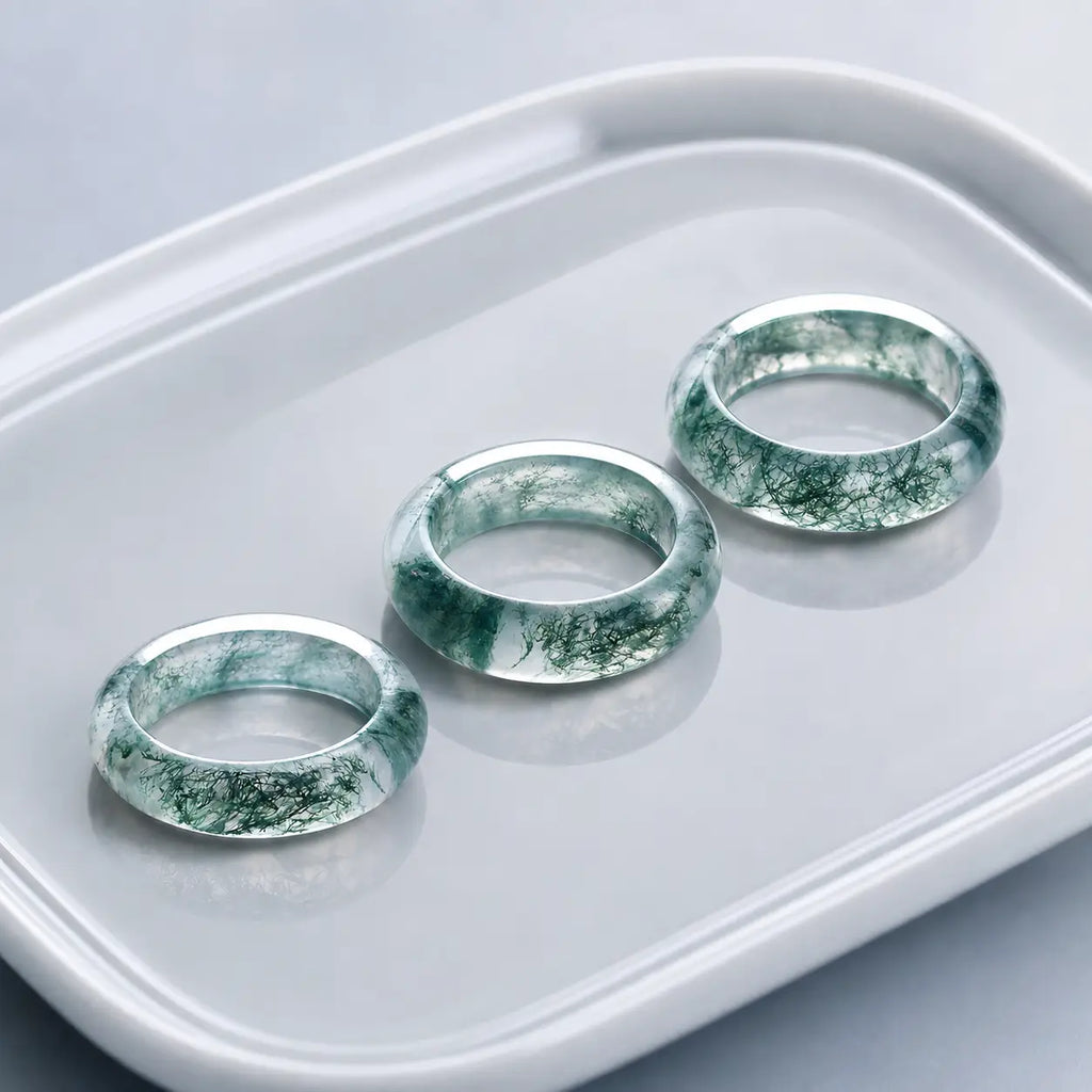 Song Yne Moss Agate Healing Balance Ring