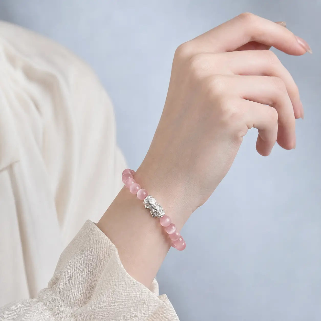 Song Yne Cat's Eye 990 Silver Pixiu Wealth & Protection Bracelet