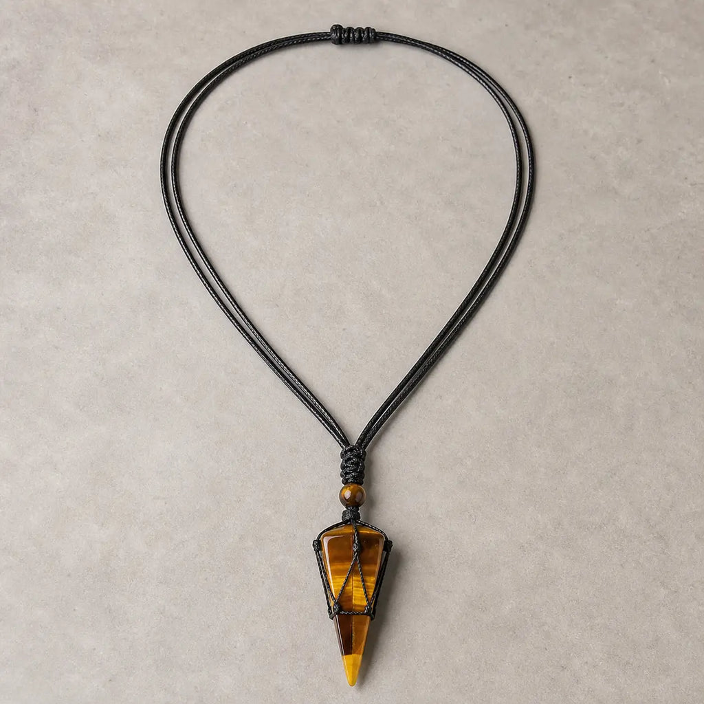 Song Yne Natural Stone Pointed Energy Pendant Necklace