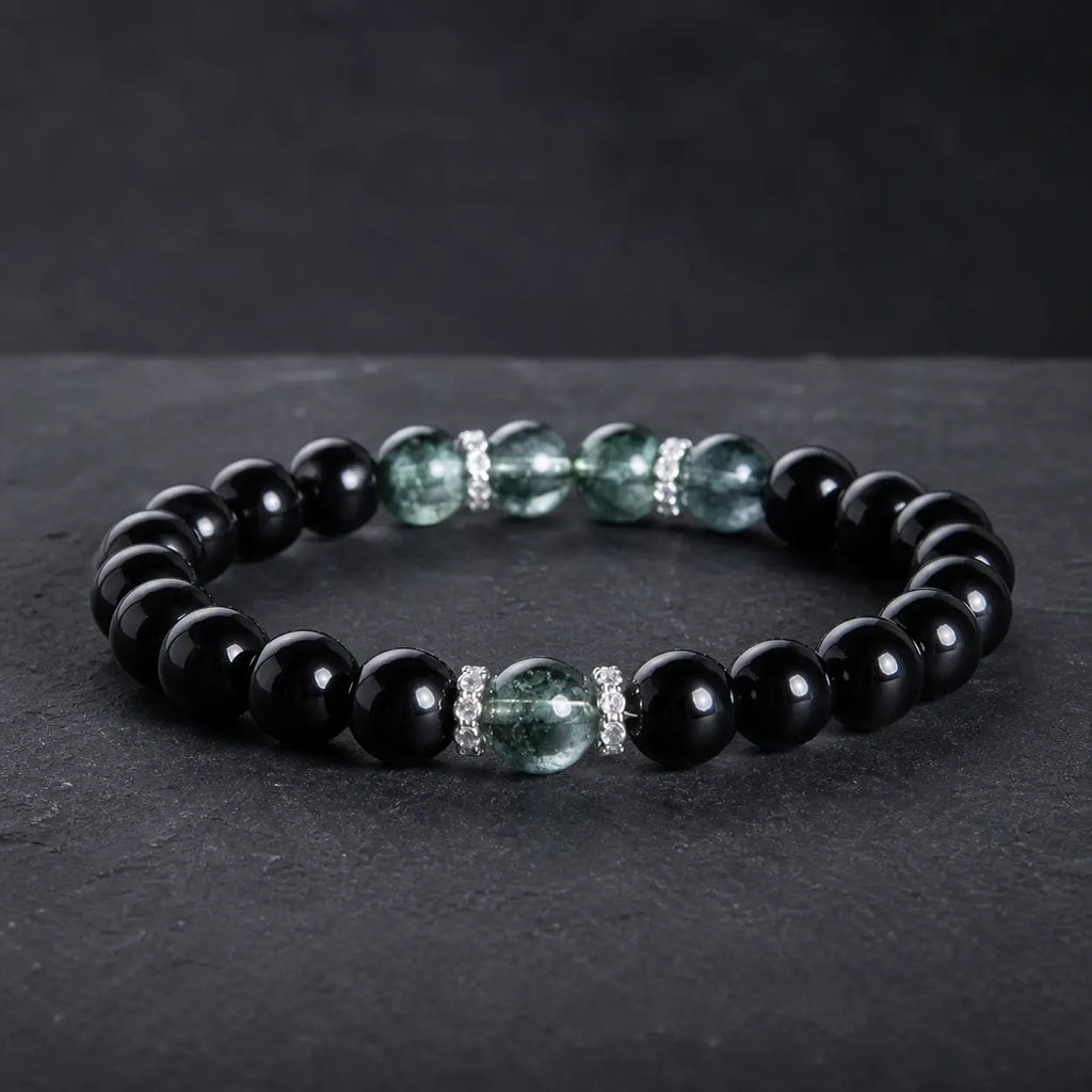 Song Yne Obsidian Green Phantom 925 Silver Strength & Protection Bracelet