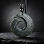 Song Yne Hetian Cyan Jade Fortune Peace Buckle Necklace