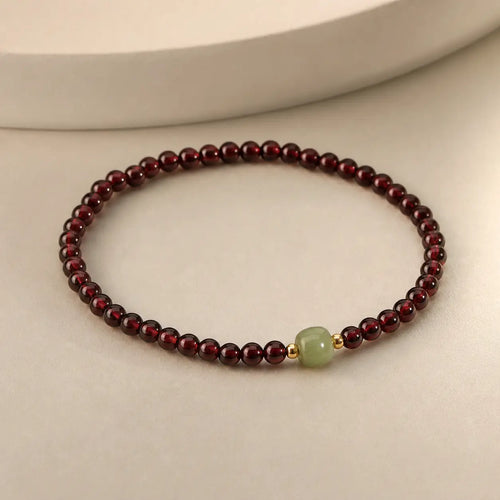 Song Yne 3mm Garnet Hetian Jade Stability & Calm Bracelet