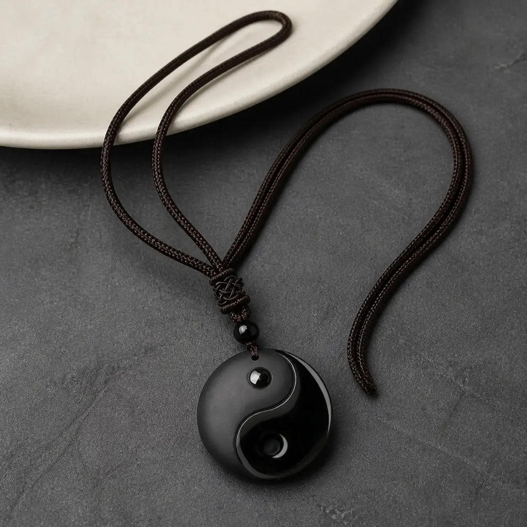 Song Yne Nine-Character Mantra Obsidian Protection Pendant