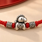 Song Yne 999 Silver Horse Year Peace Braided Bracelet