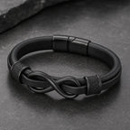 Song Yne Endless Knot Titanium Steel Balance Leather Bracelet