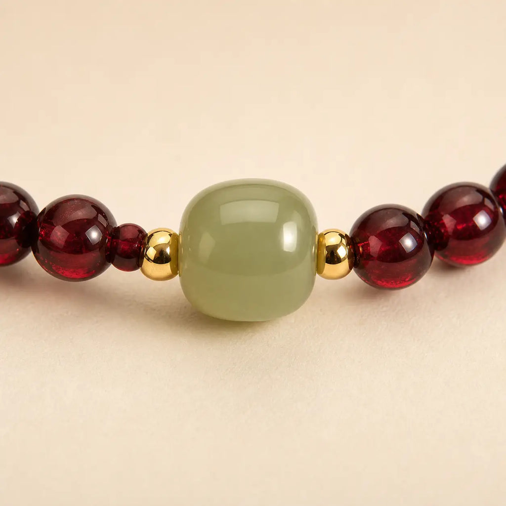 Song Yne 3mm Garnet Hetian Jade Stability & Calm Bracelet