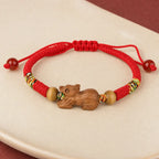 Song Yne Chinese Zodiac Peach Wood Protection & Luck Red String Bracelet