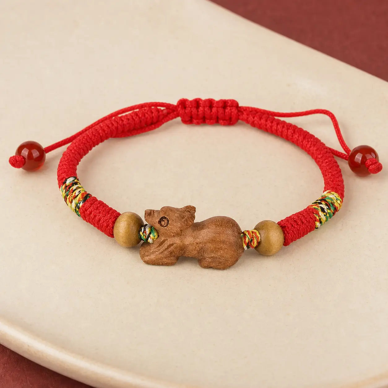 Song Yne Chinese Zodiac Peach Wood Protection & Luck Red String Bracelet
