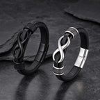 Song Yne Endless Knot Titanium Steel Balance Leather Bracelet