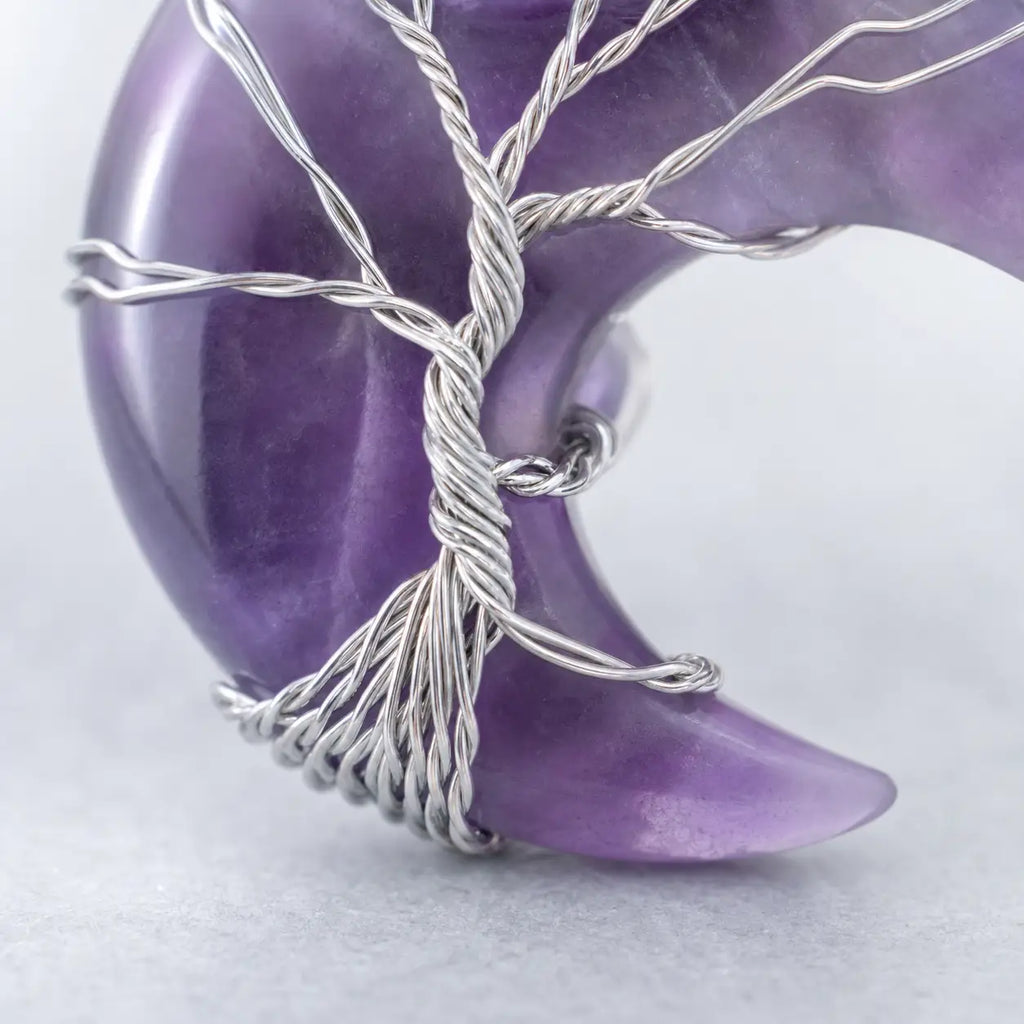 Song Yne Moon Tree of Life Crystal Healing Pendant