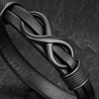 Song Yne Endless Knot Titanium Steel Balance Leather Bracelet