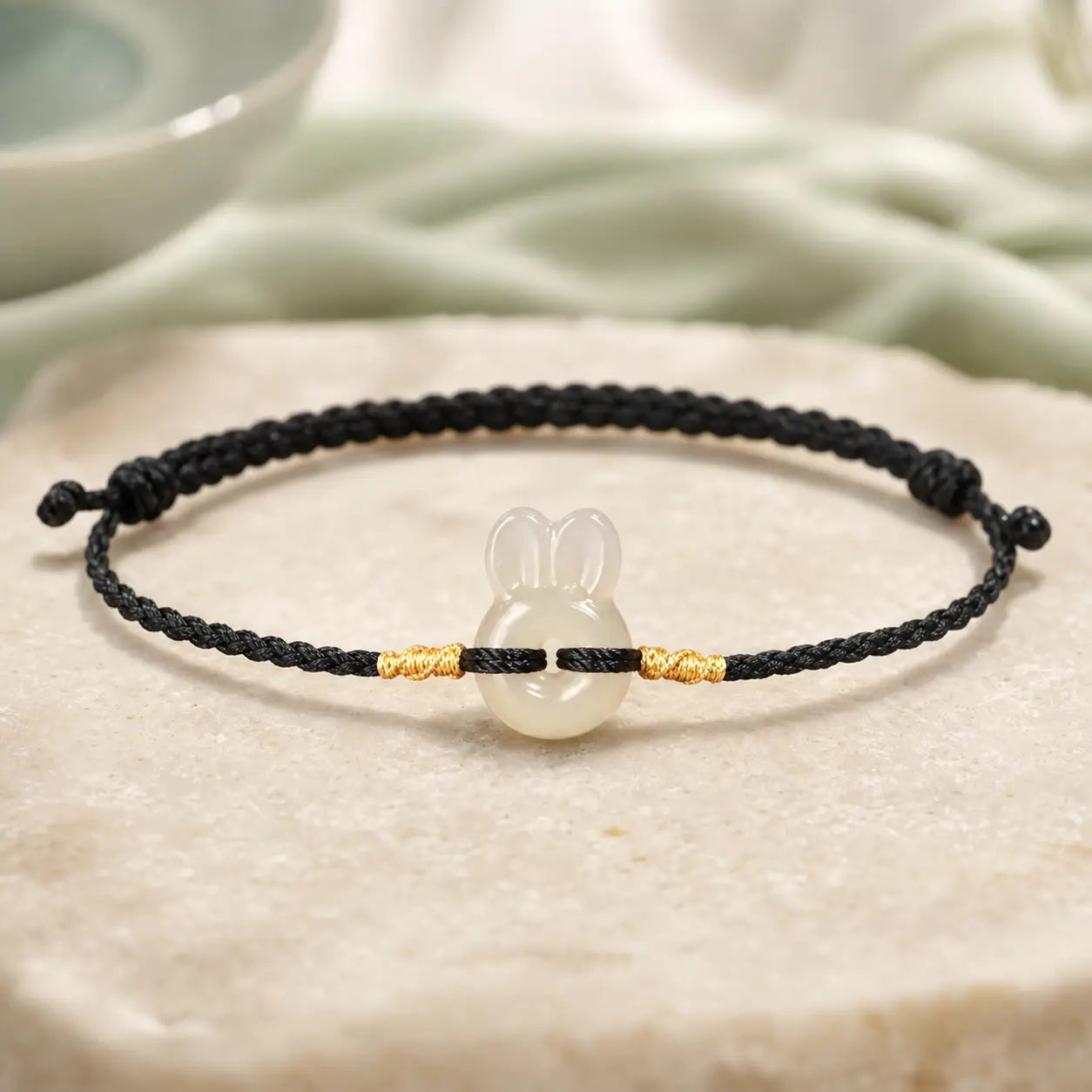 Song Yne Hetian Jade Rabbit Protection & Luck String Bracelet